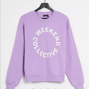 ASOS Weekend Collective co-ord oversized sweatshirt with logo in lilac